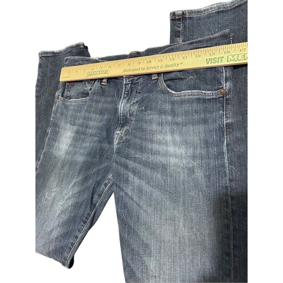 Polo Ralph Lauren Jeans Mens 32x32 Varick Slim Straight Blue Denim Jeans Distres - Picture 11 of 12